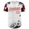 Custom White Red-Black Splatter Camo Two Tone Authentic Baseball Jersey