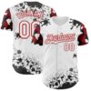 Custom White Red-Black Splatter Camo Two Tone Authentic Baseball Jersey