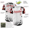 Custom White Red-Black Splatter Camo Two Tone Authentic Baseball Jersey