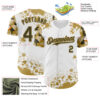 Custom White Olive-Old Gold Splatter Camo Two Tone Authentic Baseball Jersey