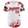 Custom White Red Gray-Black Splatter Camo Two Tone Authentic Baseball Jersey