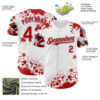 Custom White Red Gray-Black Splatter Camo Two Tone Authentic Baseball Jersey