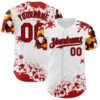 Custom White Red Black-Yellow Splatter Camo Two Tone Authentic Baseball Jersey