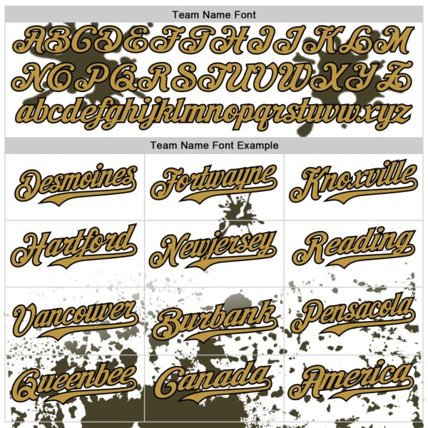 Custom White Old Gold Black-Olive Splatter Camo Two Tone Authentic Baseball Jersey