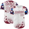 Custom White Crimson-Blue Splatter Camo Two Tone Authentic Baseball Jersey