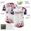 Custom White Crimson-Blue Splatter Camo Two Tone Authentic Baseball Jersey