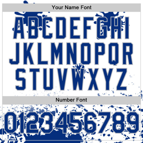 Custom White Royal Gray-Yellow Splatter Camo Two Tone Authentic Baseball Jersey