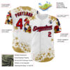 Custom White Red Navy-Old Gold Splatter Camo Two Tone Authentic Baseball Jersey