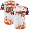 Custom White Orange-US Navy Blue Splatter Camo Two Tone Authentic Baseball Jersey