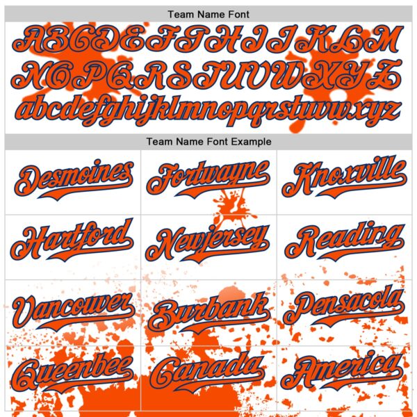 Custom White Orange-US Navy Blue Splatter Camo Two Tone Authentic Baseball Jersey