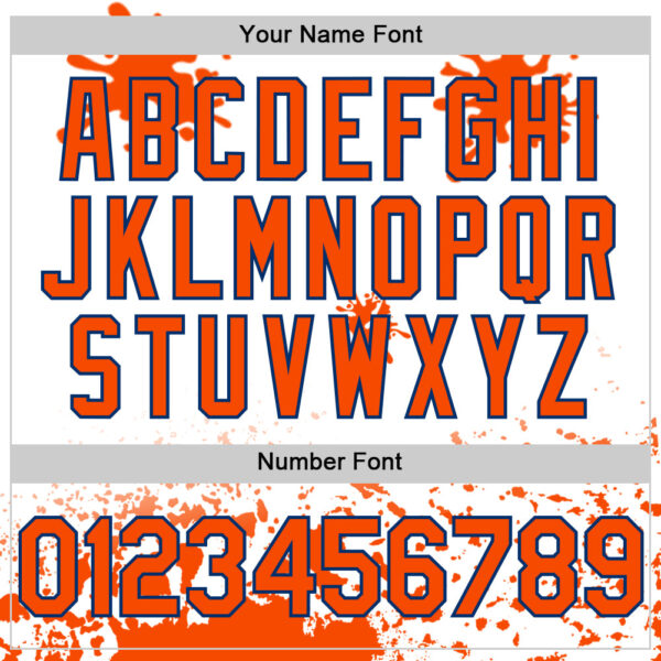 Custom White Orange-US Navy Blue Splatter Camo Two Tone Authentic Baseball Jersey