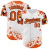Custom White Orange Black-Old Gold Splatter Camo Two Tone Authentic Baseball Jersey