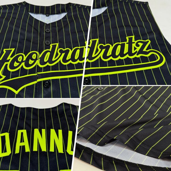 Custom Black Neon Green Pinstripe Neon Green Authentic Sleeveless Baseball Jersey