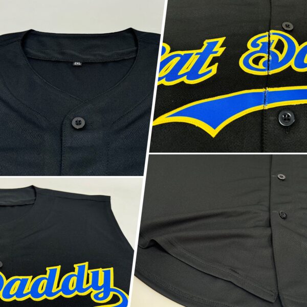 Custom Black Royal-Yellow Authentic Sleeveless Baseball Jersey