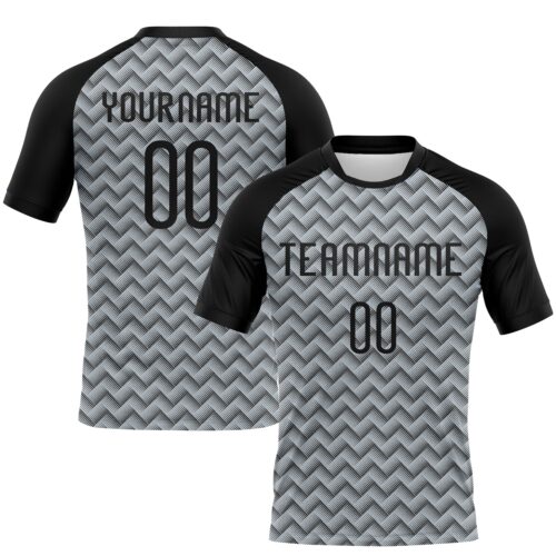 Volleyball0005 Custom Silver Black Geometric Shape Sublimation Volleyball Uniform Jersey