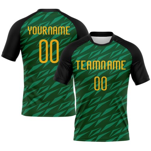 Volleyball0007 Custom Green Gold-Black Geometric Shape Sublimation Volleyball Uniform Jersey