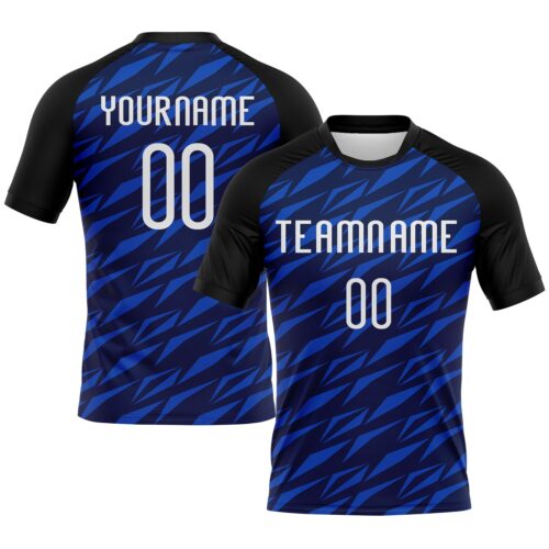 Volleyball0008 Custom Navy Thunder Blue-Black Geometric Shape Sublimation Volleyball Uniform Jersey