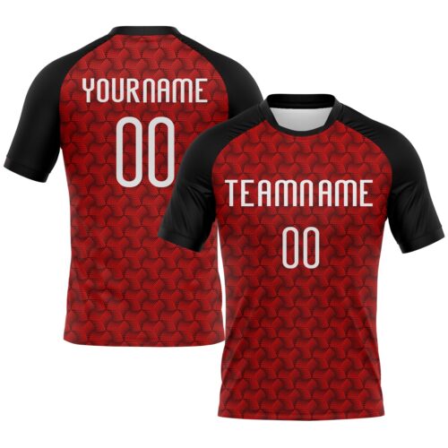 Volleyball0018 Custom Red White-Black Geometric Shape Sublimation Volleyball Uniform Jersey