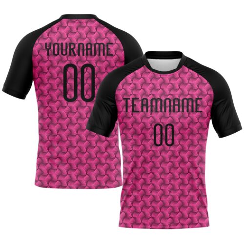 Volleyball0021 Custom Pink Black Geometric Shape Sublimation Volleyball Uniform Jersey