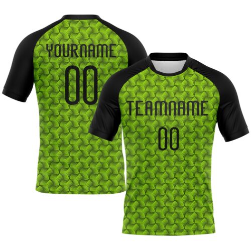 Volleyball0022 Custom Neon Green Black Geometric Shape Sublimation Volleyball Uniform Jersey