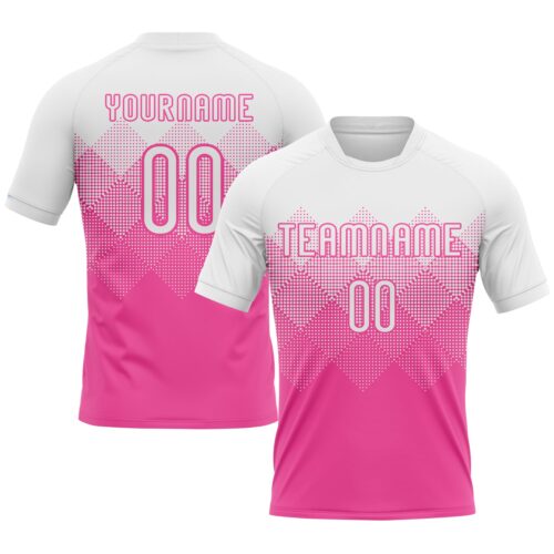 Volleyball0032 Custom Pink White Geometric Shape Sublimation Volleyball Uniform Jersey