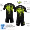 Custom Black Neon Green Dripping Splatter Art Sublimation Volleyball Uniform Jersey