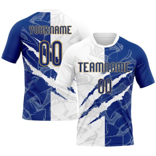 Volleyball0049 Custom Graffiti Pattern Royal-Old Gold Scratch Sublimation Volleyball Uniform Jersey