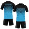Custom Sky Blue Black Geometric Shape Sublimation Volleyball Uniform Jersey