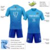 Custom Sky Blue White-Thunder Blue Geometric Shape Sublimation Volleyball Uniform Jersey