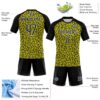 Custom Light Yellow Black-White Geometric Shape Sublimation Volleyball Uniform Jersey