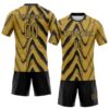 Custom Old Gold Black Fluid Sublimation Volleyball Uniform Jersey