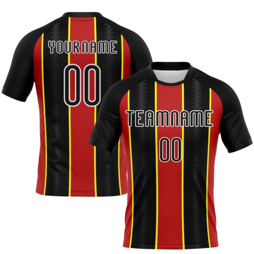 Volleyball0118 Custom Black Red-Light Yellow Lines Sublimation Volleyball Uniform Jersey