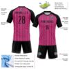 Custom Pink Black-White Lines Sublimation Volleyball Uniform Jersey