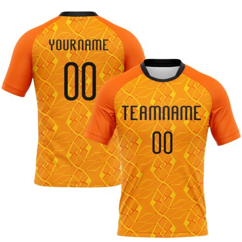 Volleyball0125 Custom Orange Black-Yellow Geometric Shape Sublimation Volleyball Uniform Jersey