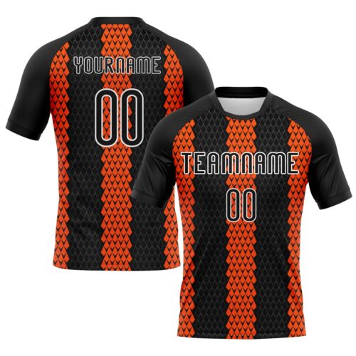 Volleyball0128 Custom Black Orange-White Geometric Shape Sublimation Volleyball Uniform Jersey