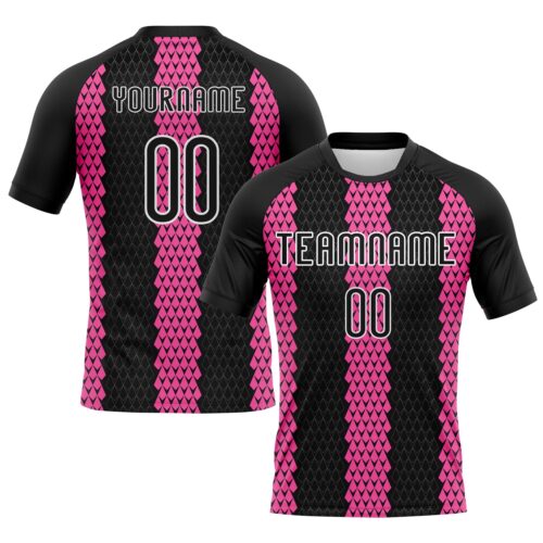 Volleyball0129 Custom Black Pink-White Geometric Shape Sublimation Volleyball Uniform Jersey