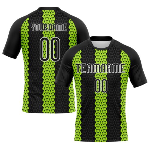 Volleyball0130 Custom Black Neon Green-White Geometric Shape Sublimation Volleyball Uniform Jersey