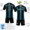 Custom Black Teal-White Geometric Shape Sublimation Volleyball Uniform Jersey