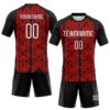 Custom Red White-Black Abstract Shape Sublimation Volleyball Uniform Jersey
