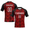 Custom Red White-Black Abstract Shape Sublimation Volleyball Uniform Jersey