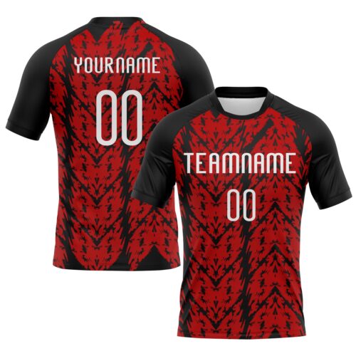Volleyball0132 Custom Red White-Black Abstract Shape Sublimation Volleyball Uniform Jersey