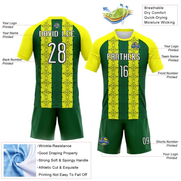 Custom Light Yellow Green-Black Abstract Shape Sublimation Volleyball Uniform Jersey