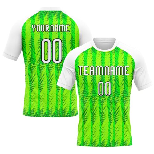 Volleyball0147 Custom Neon Green White-Black Geometric Shape Sublimation Volleyball Uniform Jersey
