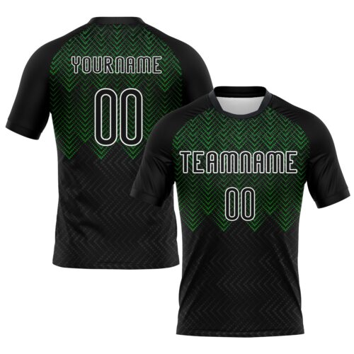 Volleyball0159 Custom Black Grass Green-White Geometric Shape Sublimation Volleyball Uniform Jersey