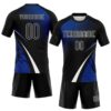 Custom Black Thunder Blue-White Lines And Dots Sublimation Volleyball Uniform Jersey