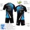 Custom Black Sky Blue-White Lines And Dots Sublimation Volleyball Uniform Jersey
