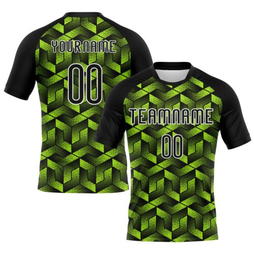 Volleyball0173 Custom Neon Green Black-White Geometric Shape Sublimation Volleyball Uniform Jersey