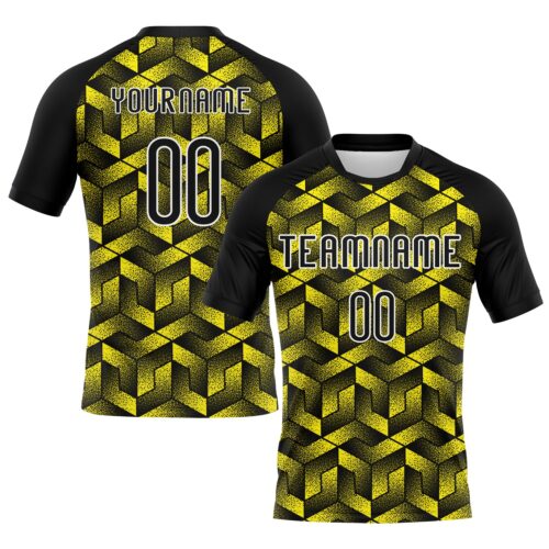 Volleyball0174 Custom Light Yellow Black-White Geometric Shape Sublimation Volleyball Uniform Jersey