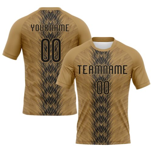 Volleyball0186 Custom Old Gold Black Arrow Shape Sublimation Volleyball Uniform Jersey