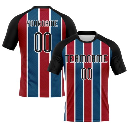 Volleyball0188 Custom Black Red-Royal Lines Sublimation Volleyball Uniform Jersey